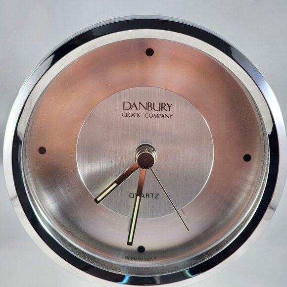 Danbury Clock Company Quartz Desk Clock Glass Round Office Decor ISKANDAR Base - Picture 6 of 7